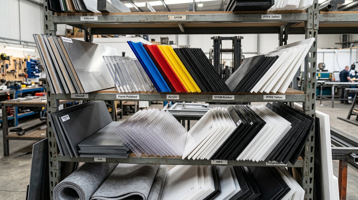 Różnorodne materiały płytowe – dibond, plexi, EPDM, PTFE, grafit, poliwęglan komorowy